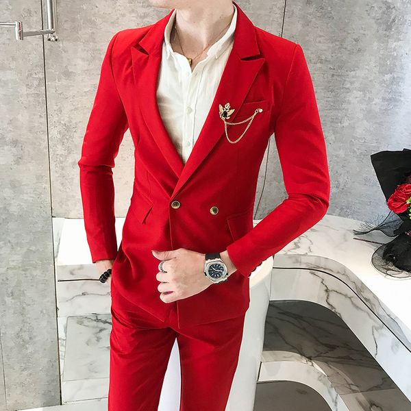 spring and autumn men solid color business casual long sleeve suit korean-style fashion slim fit business suit two-piece set, White;black
spring and autumn men solid color business casual long sleeve suit korean-style fashion slim fit business suit two-piece set, White;black