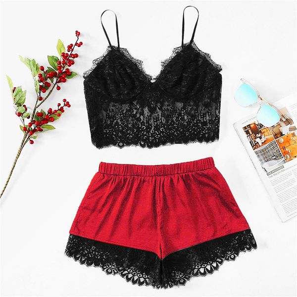 4xl plus size womens sleepwear pajama set summer 2020 v neck lingerie lace nightwear underwear pijamas verano mujer, Black;red
4xl plus size womens sleepwear pajama set summer 2020 v neck lingerie lace nightwear underwear pijamas verano mujer, Black;red
