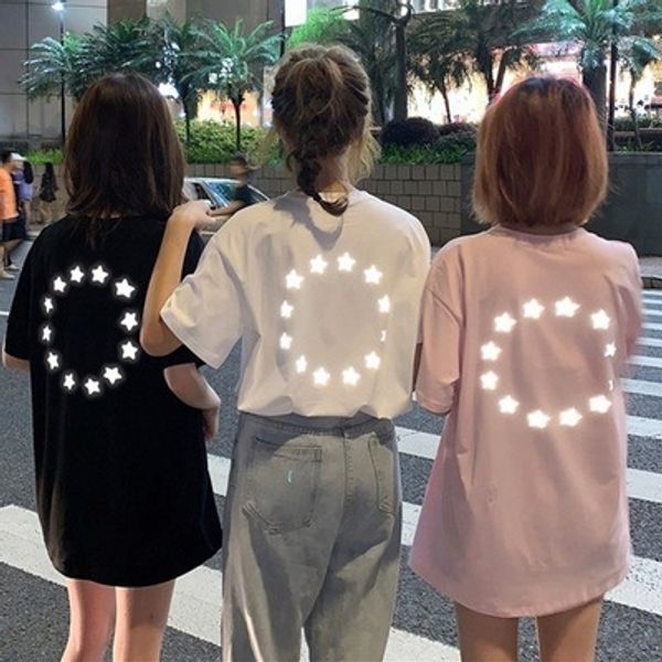 shiny and reflective short-sleeved female summer 2019 student loose hip-hop personalized t-shirt t-shirt fashion, White
shiny and reflective short-sleeved female summer 2019 student loose hip-hop personalized t-shirt t-shirt fashion, White
