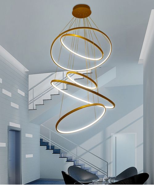 Modern Aluminum Classical Circle Ring Led Pendant Light For Living Room Bedroom White Black Silver Gold Frame Home Lighting