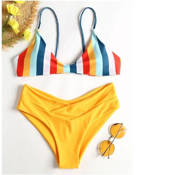 bikinis set striped bikini women yellow swimsuit padded push up thong two piece brazilian swimwear 2021 low waist swim bathing suit 
bikinis set striped bikini women yellow swimsuit padded push up thong two piece brazilian swimwear 2021 low waist swim bathing suit