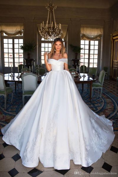 milla nova ball gown wedding dresses off shoulder satin sweep beaded applique lace bridal gowns wedding dress, White
milla nova ball gown wedding dresses off shoulder satin sweep beaded applique lace bridal gowns wedding dress, White