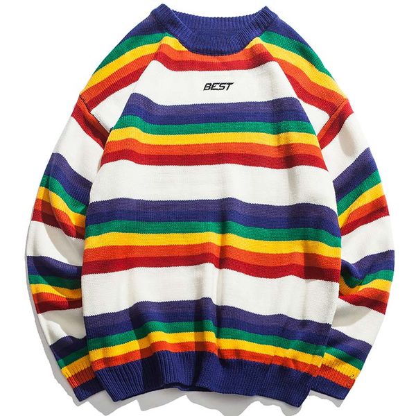 fcl letter print knitwear sweaters men color block rainbow striped sweater harajuku retro couple casual streetwear, White;black
fcl letter print knitwear sweaters men color block rainbow striped sweater harajuku retro couple casual streetwear, White;black