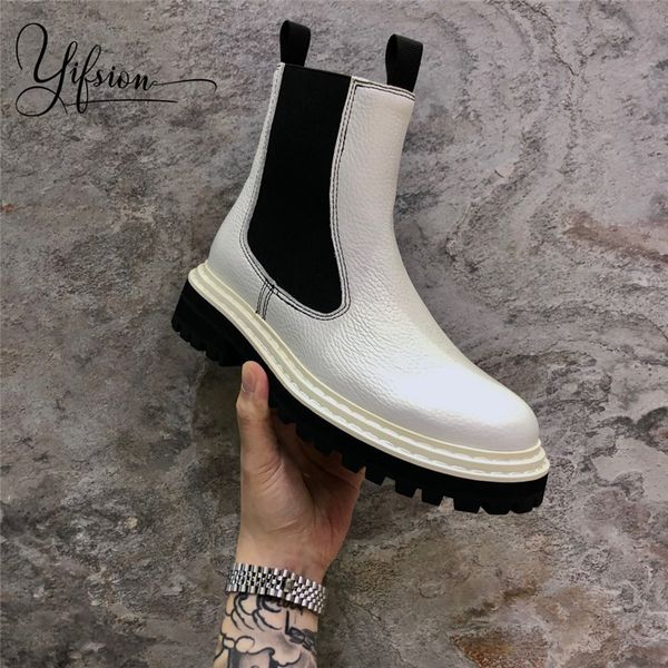 yifsion new fashion black runway genuine leather women boots round toe slip on chunky heel autumn winter ankle boots shoes woman
yifsion new fashion black runway genuine leather women boots round toe slip on chunky heel autumn winter ankle boots shoes woman