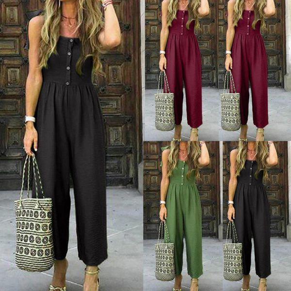 2019 solid color jumpsuit womens casual summer solid with buttons shoulder strap bandagws casual jumpsuit overalls #c6, Black;white
2019 solid color jumpsuit womens casual summer solid with buttons shoulder strap bandagws casual jumpsuit overalls #c6, Black;white