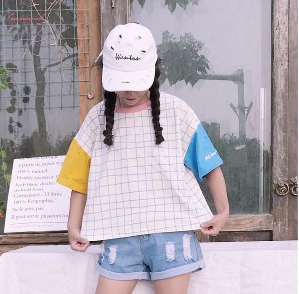 2020 новая мода женщины футболки лето новый сыпучие сладкий plaid коротким рукавом футболка drop доставка хорошее качество, White
2020 новая мода женщины футболки лето новый сыпучие сладкий plaid коротким рукавом футболка drop доставка хорошее качество, White