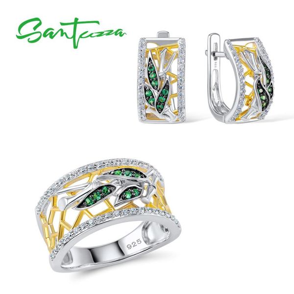 santuzza jewelry sets for woman green spinels white cz stones jewelry set earrings ring 925 sterling silver fashion fine jewelry cx200623, Slivery;golden
santuzza jewelry sets for woman green spinels white cz stones jewelry set earrings ring 925 sterling silver fashion fine jewelry cx200623, Slivery;golden