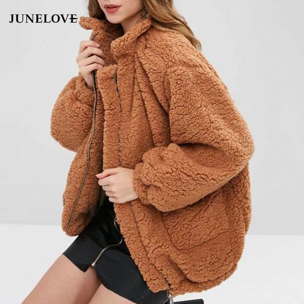 junelove women new winter faux fur warm coat vintage long sleeve female oversize coat casual thick lady teddy bear outwears, Black
junelove women new winter faux fur warm coat vintage long sleeve female oversize coat casual thick lady teddy bear outwears, Black
