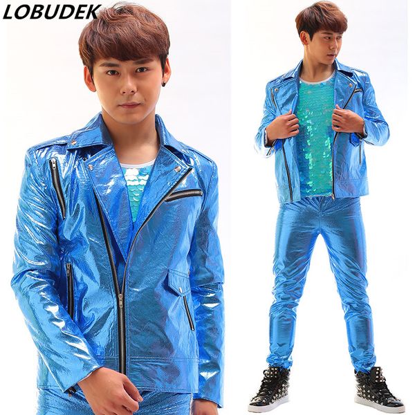 male costumes dj hip-hop rivet pu leather male jacket leather pants outerwear blazer for singer dancer performance nightclub bar, Gray
male costumes dj hip-hop rivet pu leather male jacket leather pants outerwear blazer for singer dancer performance nightclub bar, Gray