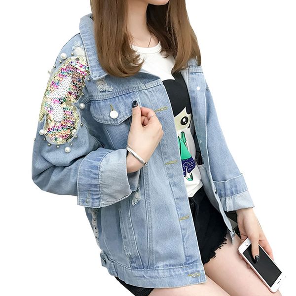 autumn jacket women 2019 heavy work beaded sequins denim jacket fashion coat jean loose bomber female outerwear ty231, Black;brown
autumn jacket women 2019 heavy work beaded sequins denim jacket fashion coat jean loose bomber female outerwear ty231, Black;brown