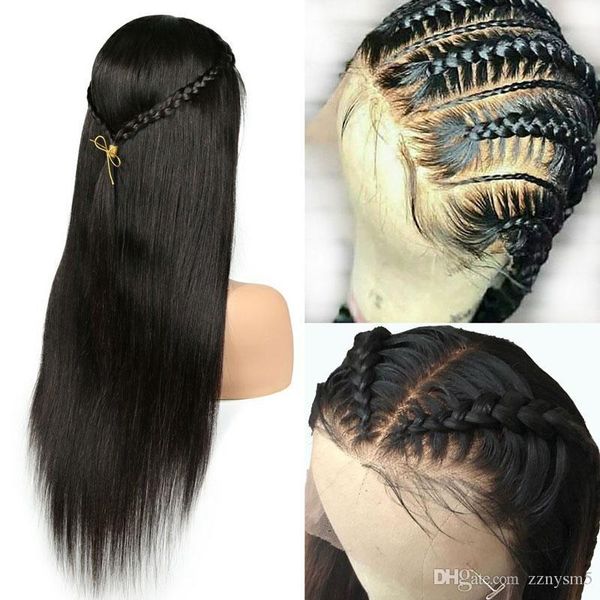 full lace human hair wigs long straight preplucked and bleached knots peruvian remy lace frontal closure wig for women, Black 
full lace human hair wigs long straight preplucked and bleached knots peruvian remy lace frontal closure wig for women, Black