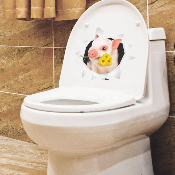 5pcs 3d three-dimensional cartoon cute pig stickers creative diy bathroom toilet stickers pvc removable