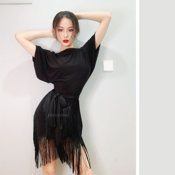 latin dance costume female practice latin ballroom dance dress fringe skirt l286, Black;red
latin dance costume female practice latin ballroom dance dress fringe skirt l286, Black;red