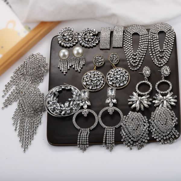 girlgo 20 design white glass crystal dangle earrings for women bright transparent tassel statement earrings bridal ear jewelry, Silver
girlgo 20 design white glass crystal dangle earrings for women bright transparent tassel statement earrings bridal ear jewelry, Silver