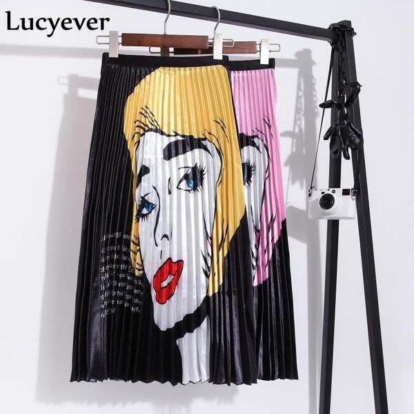 lucyever new 2019 women pleated skirt summer print cartoon high waist elastic street wear female midi skirt faldas mujer moda, Black
lucyever new 2019 women pleated skirt summer print cartoon high waist elastic street wear female midi skirt faldas mujer moda, Black