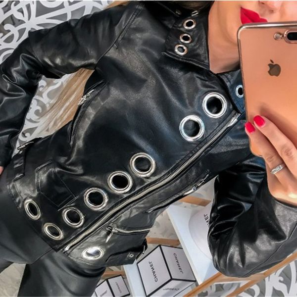 spring faux leather jacket coat women pu coat autumn hollow out zippers fashion moto biker outwear female jaqueta de couro py47, Black
spring faux leather jacket coat women pu coat autumn hollow out zippers fashion moto biker outwear female jaqueta de couro py47, Black
