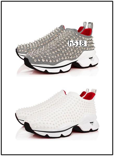 with box red bottom spike sock casual shoes, red sole flats with krystal spikes, 30mm black & white women & men sneakers 4 
with box red bottom spike sock casual shoes, red sole flats with krystal spikes, 30mm black & white women & men sneakers 4