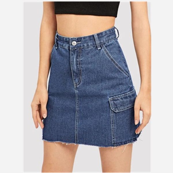 summer popular europe and the united states new fashion high waist slim fashion pocket casual women's denim skirt, Blue
summer popular europe and the united states new fashion high waist slim fashion pocket casual women's denim skirt, Blue