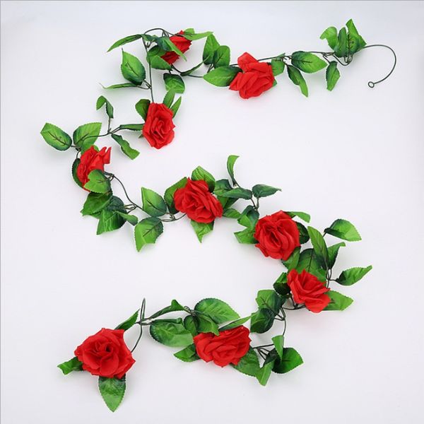 245cm/lot artificial silk roses vine with green leaves for wedding decoration home leaf diy hanging garland fake rose vine
245cm/lot artificial silk roses vine with green leaves for wedding decoration home leaf diy hanging garland fake rose vine