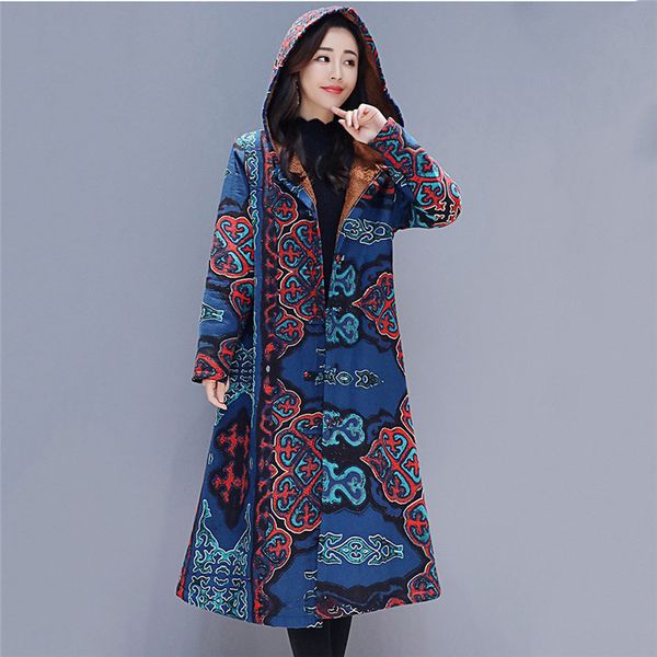 women's down & parkas 2021 autumn winter retro buckle national wind print long windbreaker jacket women cotton linen velvet thick hoode, Black
women's down & parkas 2021 autumn winter retro buckle national wind print long windbreaker jacket women cotton linen velvet thick hoode, Black