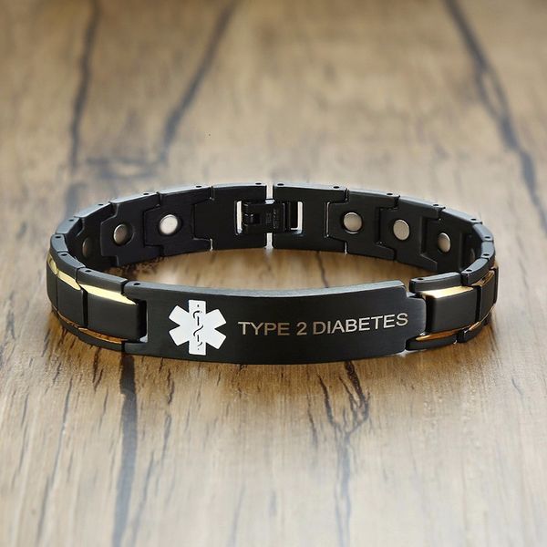 vnox casual mens bracelets type 2 diabetes stainless steel medical alert id personalized magnet energy therapy bracelet, Black
vnox casual mens bracelets type 2 diabetes stainless steel medical alert id personalized magnet energy therapy bracelet, Black