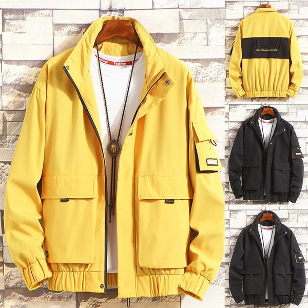 

feitong new windbreaker men jacket high street hip hop streetwear coat thin zipper jacket clothes chaquetas hombre jackets men, Black;brown