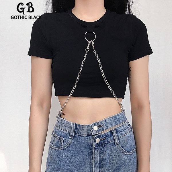 gothic black women o-neck short sleeve splice chain slim crop summer goth female streetwear dark skinny short t-shirt, White
gothic black women o-neck short sleeve splice chain slim crop summer goth female streetwear dark skinny short t-shirt, White