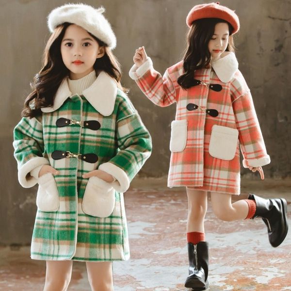 children's girl plaid woolen coat 2019 winter middle and large children's thickened girl middle and long woolen coat, Blue;gray
children's girl plaid woolen coat 2019 winter middle and large children's thickened girl middle and long woolen coat, Blue;gray