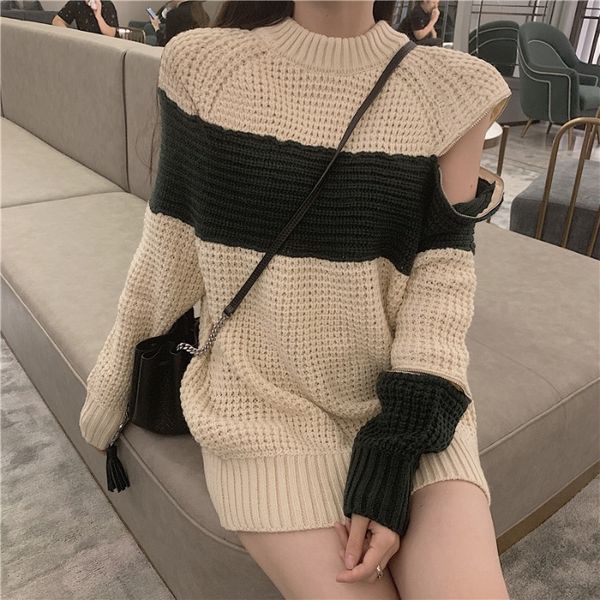 korean style womens sweaters 2019 autumn winter off shoulder loose pullovers fashion brand hollow out knitted ladies new, White;black
korean style womens sweaters 2019 autumn winter off shoulder loose pullovers fashion brand hollow out knitted ladies new, White;black
