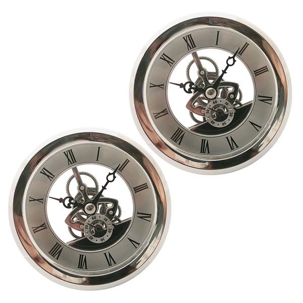 2 pieces watch quartz skeleton clock insert with silver trim, 103mm dial roman numeral , battery powered(not included, Slivery;brown
2 pieces watch quartz skeleton clock insert with silver trim, 103mm dial roman numeral , battery powered(not included, Slivery;brown