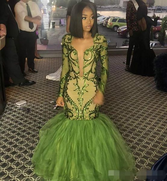 modest black girls green mermaid prom dresses long sleeves sequins appliqued tulle plunging illusion formal evening wear party gowns
modest black girls green mermaid prom dresses long sleeves sequins appliqued tulle plunging illusion formal evening wear party gowns