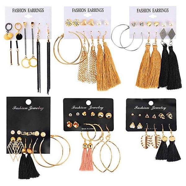 33 pairs tassel earrings layered long thread ball dangle earrings stud earring bohemian tiered tassel drop fashion jewe, Golden;silver
33 pairs tassel earrings layered long thread ball dangle earrings stud earring bohemian tiered tassel drop fashion jewe, Golden;silver