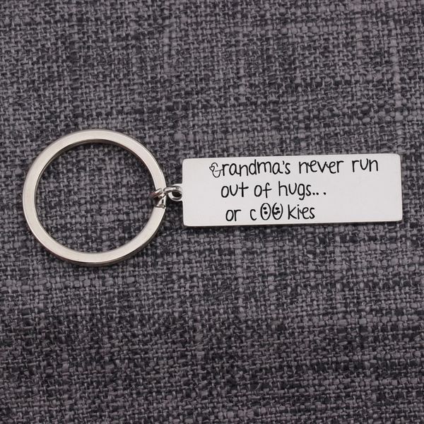 

grandma keychain bag charms stainless steel loop key holder luxury jewelry keyrings grandmother gifts pendants bijoux femme, Silver