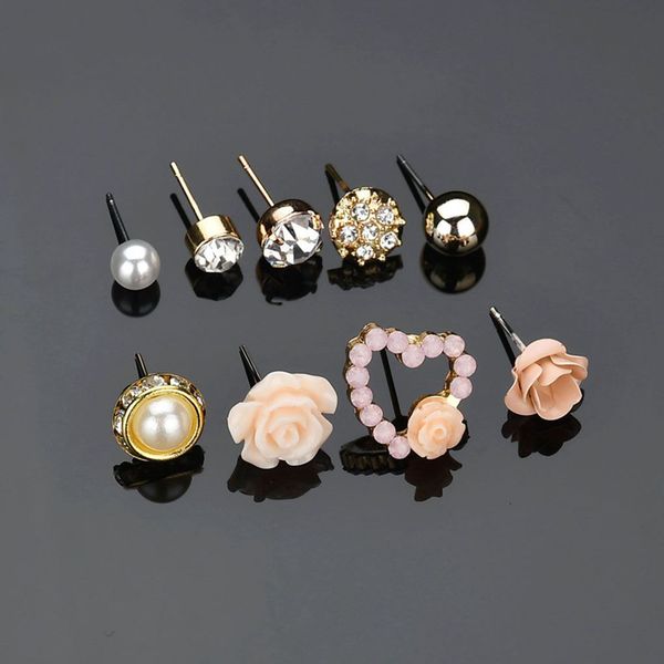 floral pearl rhinestone decor women girl earrings set ear studs plated metal earrings jewerly set, Golden;silver
floral pearl rhinestone decor women girl earrings set ear studs plated metal earrings jewerly set, Golden;silver