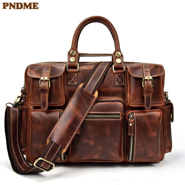 pndme retro multi pocket genuine leather men's briefcase travel large capacity lapbag shoulder messenger bags
pndme retro multi pocket genuine leather men's briefcase travel large capacity lapbag shoulder messenger bags