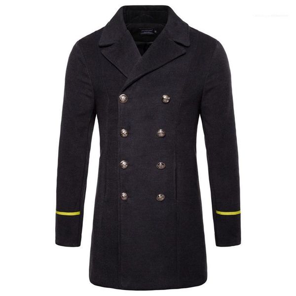 homme coat with stripe decoration in cuff fashion male long coat designer mens solid peacoat double breasted, Black
homme coat with stripe decoration in cuff fashion male long coat designer mens solid peacoat double breasted, Black