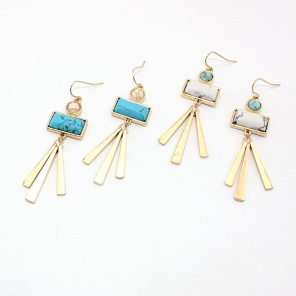 wholesale 10 pairs trendy gold plated rectangle shape white howlite stone dangle earrings for women green turquoise jewelry, Silver
wholesale 10 pairs trendy gold plated rectangle shape white howlite stone dangle earrings for women green turquoise jewelry, Silver