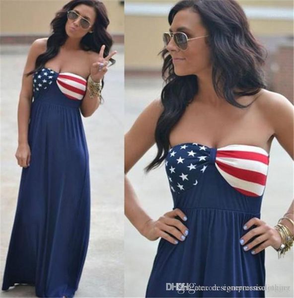print designer womens maxi dresses summer strapless a line ladies dresses with peplum flag usa stars, White;black
print designer womens maxi dresses summer strapless a line ladies dresses with peplum flag usa stars, White;black