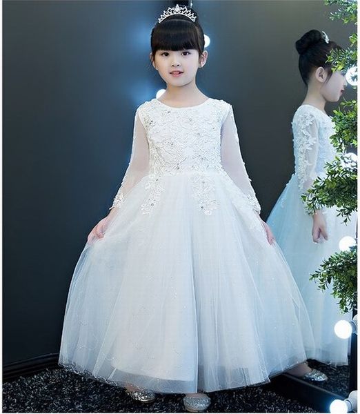 charming long sleeve lace flower girl dress wedding bridesmaid party prom gowns children dress smt115, White;blue
charming long sleeve lace flower girl dress wedding bridesmaid party prom gowns children dress smt115, White;blue