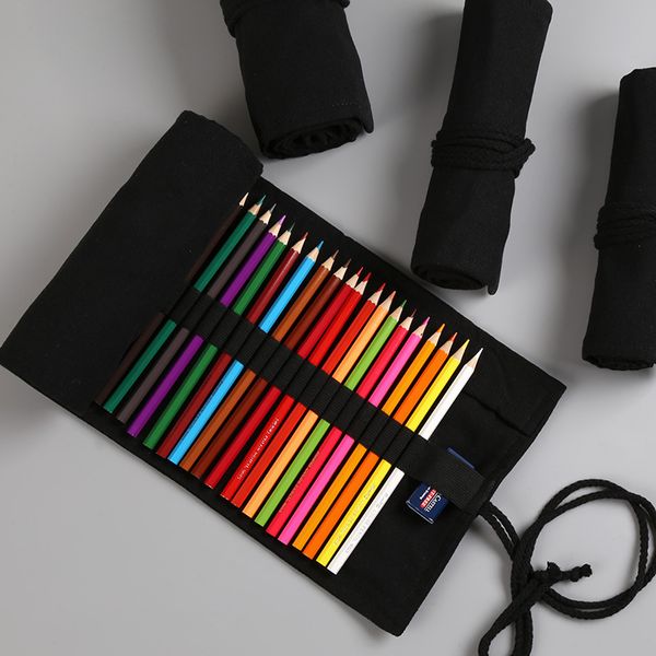 black color school pencil case roll 24/36/48/72 holes pencilcase canvas large pen bag for girls boys stationery pouch
black color school pencil case roll 24/36/48/72 holes pencilcase canvas large pen bag for girls boys stationery pouch
