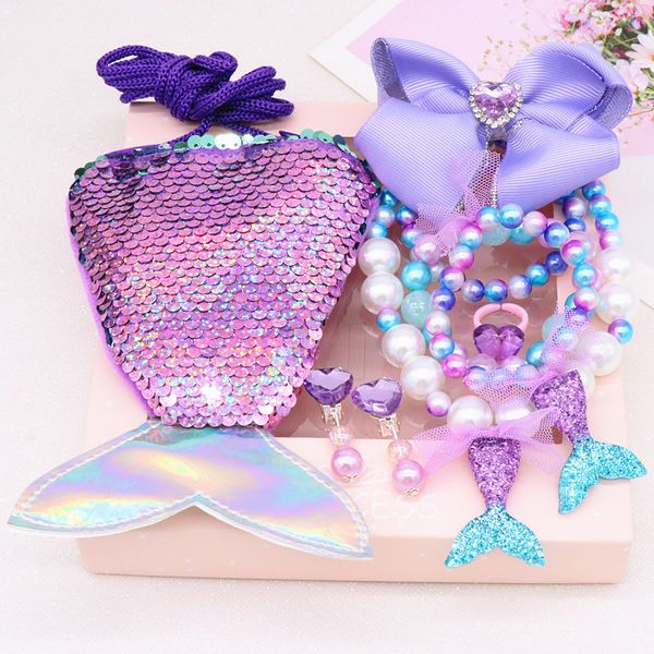baby girls makeup gift mermaid sequins princess wallet necklace bracelet ring hairpin earrings kids princess jewellry gift pack, Slivery;white
baby girls makeup gift mermaid sequins princess wallet necklace bracelet ring hairpin earrings kids princess jewellry gift pack, Slivery;white
