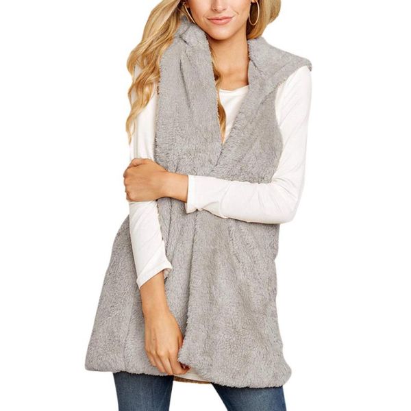 kwomen autumn winter vest plus size sleeveless plush hooded solid color cardigan overcoat loose jackets vest coat, Black;white
kwomen autumn winter vest plus size sleeveless plush hooded solid color cardigan overcoat loose jackets vest coat, Black;white