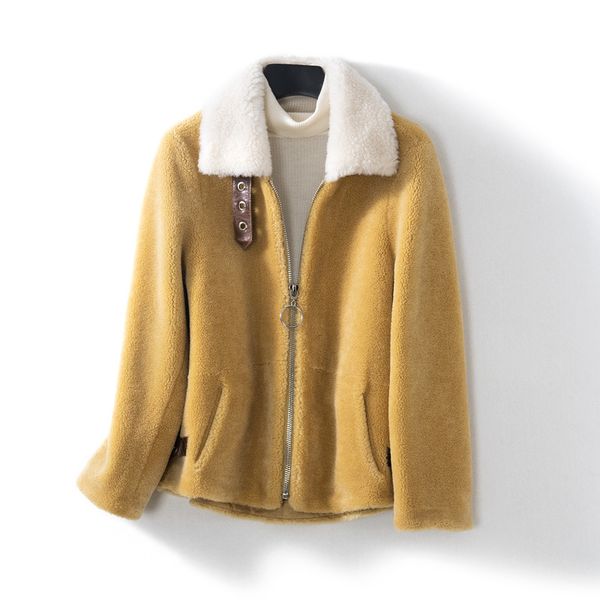women's fur & faux real coat streetwear 100% wool jacket autumn winter women clothes 2021 korean vintage sheep shearling suede lining, Black
women's fur & faux real coat streetwear 100% wool jacket autumn winter women clothes 2021 korean vintage sheep shearling suede lining, Black