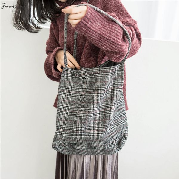 women wool tote rabbit vintage plaid canvas shoulder bag female woolen cloth handbag simple eco shopping bag foldable soft grocery bags
women wool tote rabbit vintage plaid canvas shoulder bag female woolen cloth handbag simple eco shopping bag foldable soft grocery bags