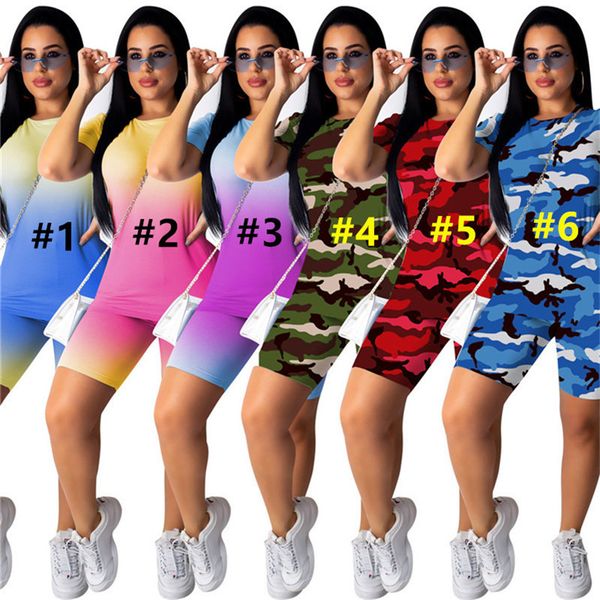 women tracksuit summer suit gradient color camo sports casual round neck t-shirt short sleeve tee shorts two piece gym outfit e31401, White
women tracksuit summer suit gradient color camo sports casual round neck t-shirt short sleeve tee shorts two piece gym outfit e31401, White