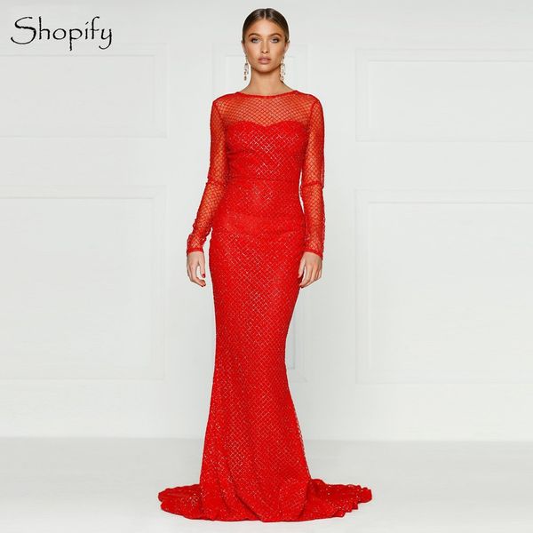 long evening dress 2019 mermaid style scoop long sleeve glitter sequin arabic red women formal evening gowns, White;black
long evening dress 2019 mermaid style scoop long sleeve glitter sequin arabic red women formal evening gowns, White;black