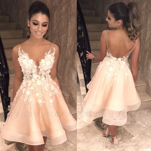 backless champagne knee length homecoming dresses a line plunging neck sheer strap appliqued short cocktail gowns, Blue;pink
backless champagne knee length homecoming dresses a line plunging neck sheer strap appliqued short cocktail gowns, Blue;pink