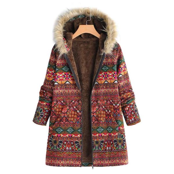 plus size women long sleeve pockets fleece lined ethnic floral print hooded coat, Black
plus size women long sleeve pockets fleece lined ethnic floral print hooded coat, Black