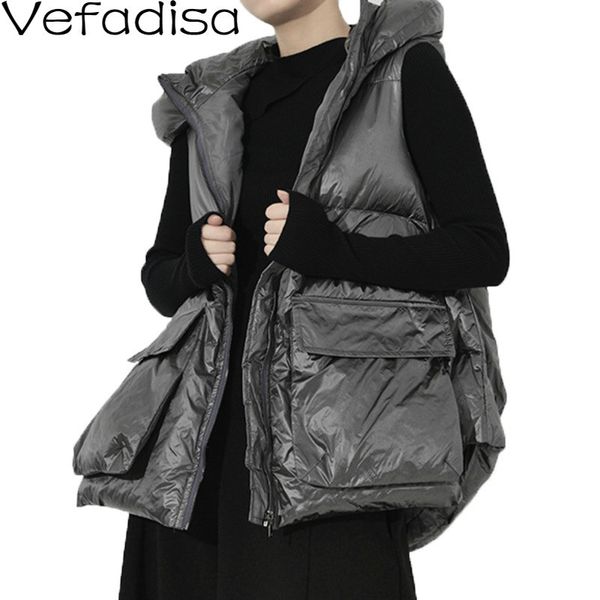 vefadisa big pocket winter vest woman 2019 personality sleeveless cotton vest hooded coat loose black gray violet qyf1144, Black;white
vefadisa big pocket winter vest woman 2019 personality sleeveless cotton vest hooded coat loose black gray violet qyf1144, Black;white