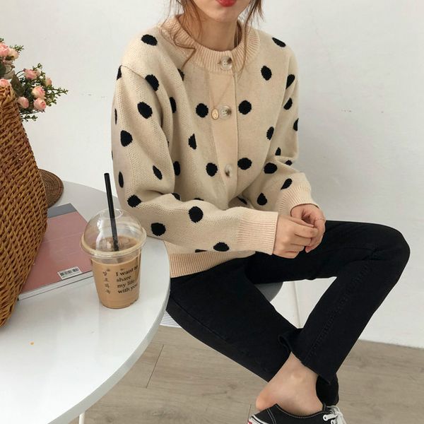 neploe women polka dot cardigans sweater coat elegant long sleeve 2020 autumn winter clothes korean o-neck knitted jacket 55249, White;black
neploe women polka dot cardigans sweater coat elegant long sleeve 2020 autumn winter clothes korean o-neck knitted jacket 55249, White;black
